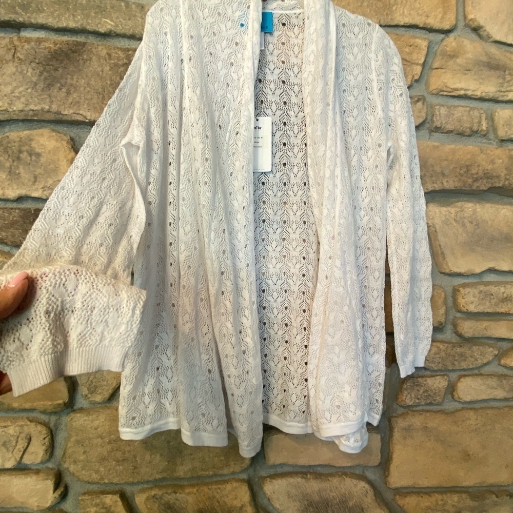 Islefield Women’s White Lightweight Cotton Cardigan New Outerwear size medium